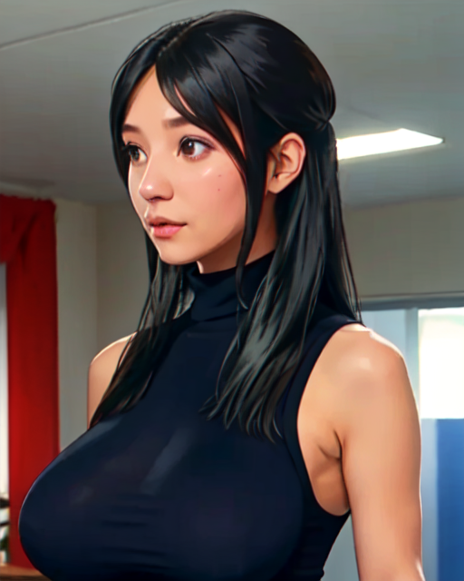 18892-1115242578-best quality, , suimaxx, 1girl, black hair, long_hair, sleeveless_turtleneck, sleeveless, large_breasts, breasts, solo, indoors,.png